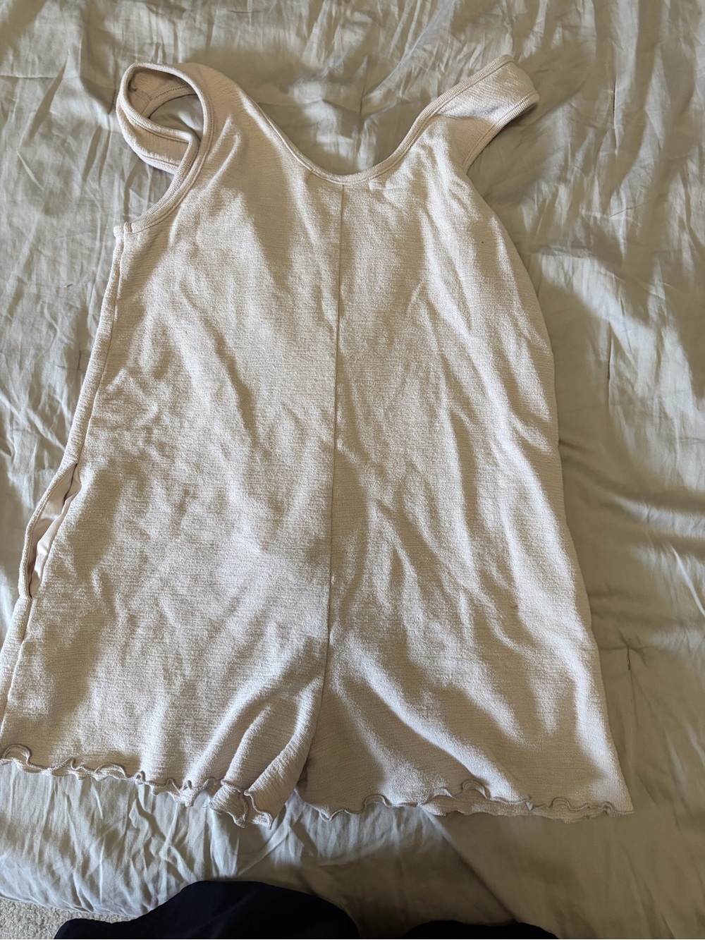 FRYE Cream Tank Romper with Button-Front Detail - Picture 2 of 3